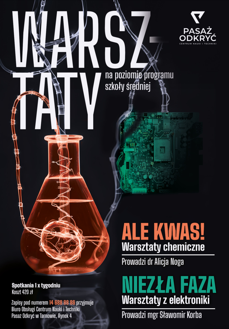 Plakat warsztatów w Pasażu Odkryć